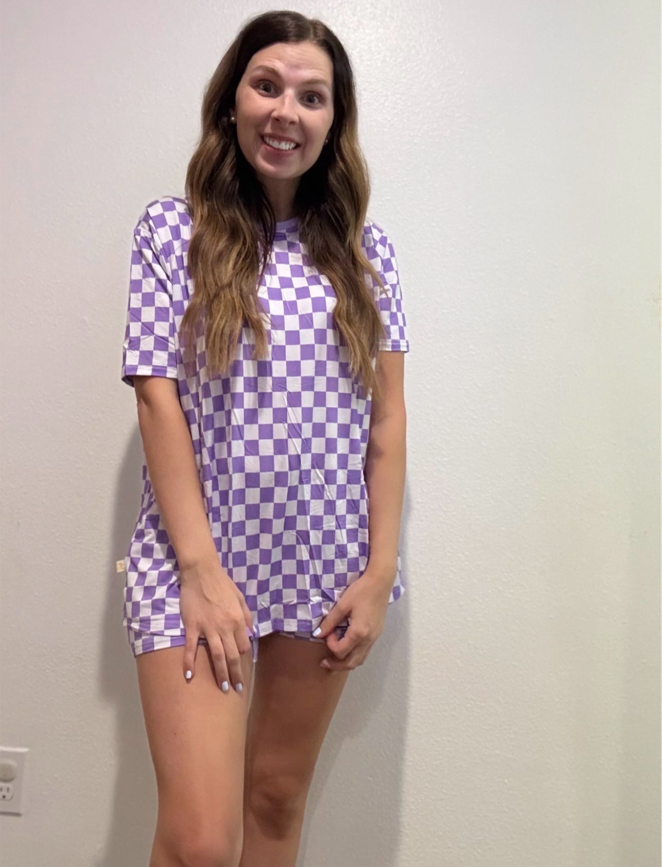 Women’s Purple Check Lounge Set