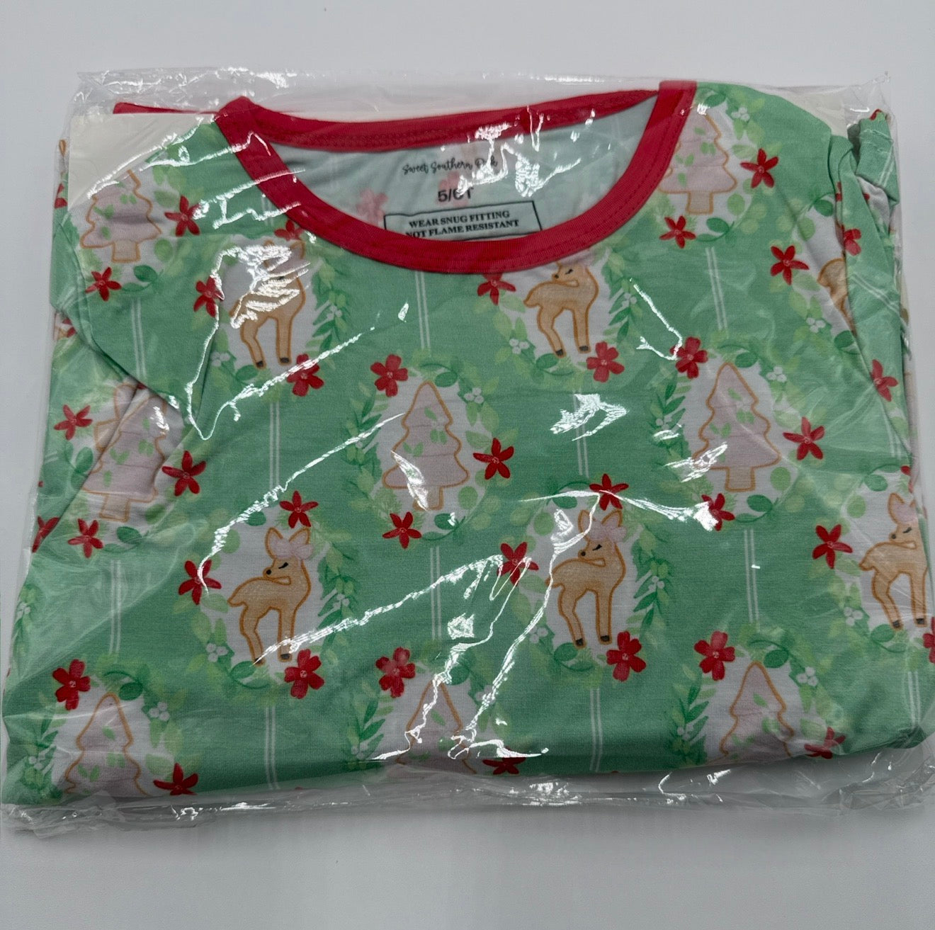 RTS - Green Reindeer with Pink Trees Bamboo