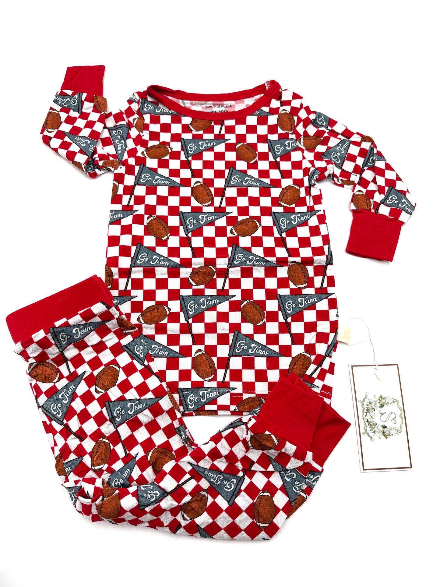 Red Check Kids Pants Set