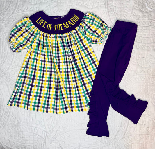 Girls Life of the Mardi Hand Smocked Pants Set