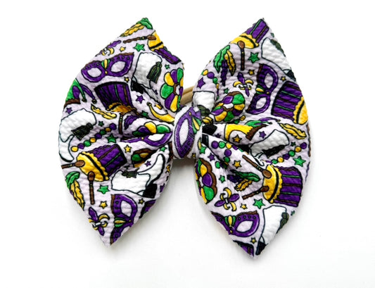 Girls Mardi Gras 5” Bow on Clip