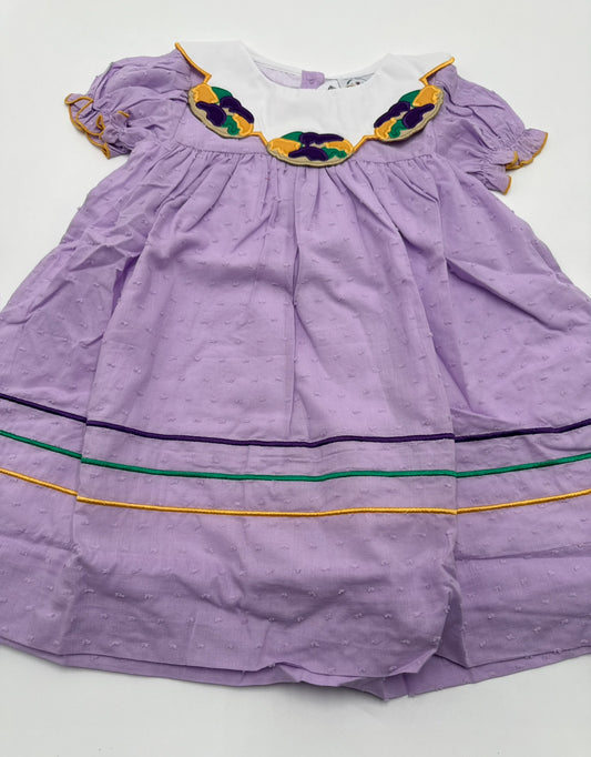 Girls Swiss Dot King Cake Appliqué Dress