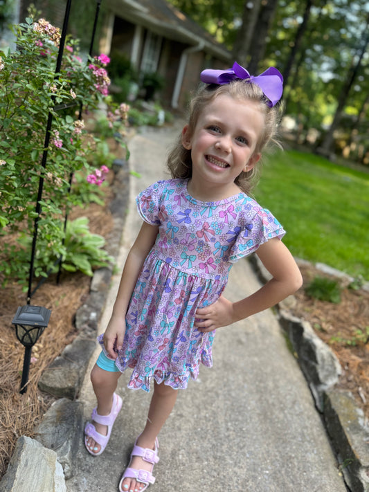 Girls Daisy Bows Ruffle Short Set