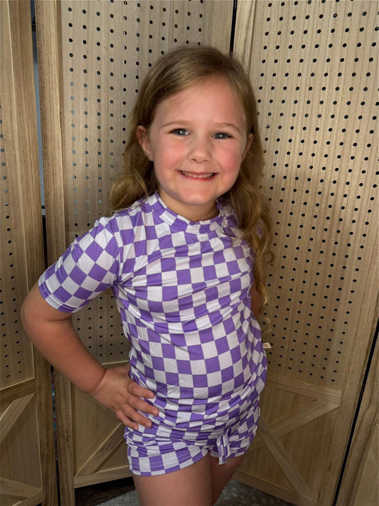 Purple Check Lounge Set