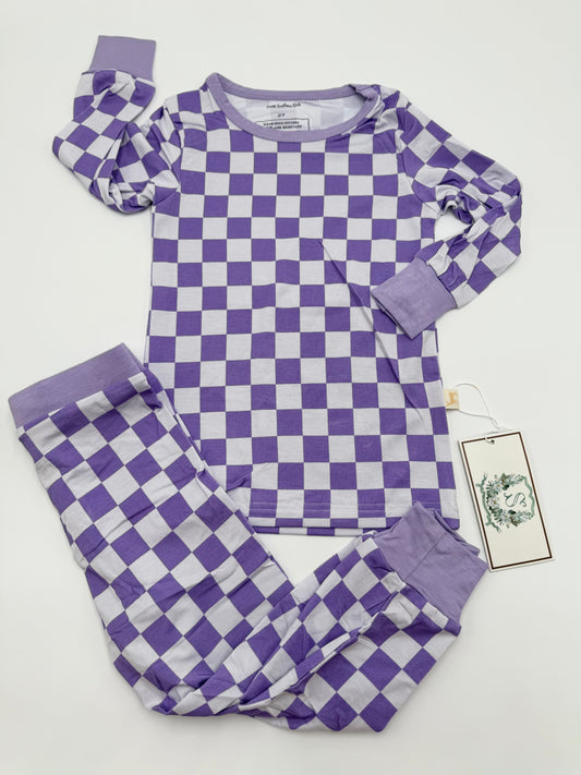 Purple Check Pants Set
