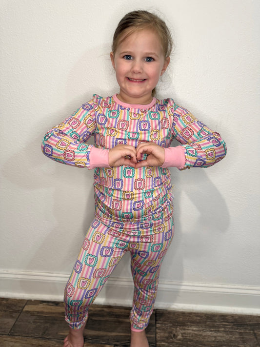 Heart Stamps Pants Set