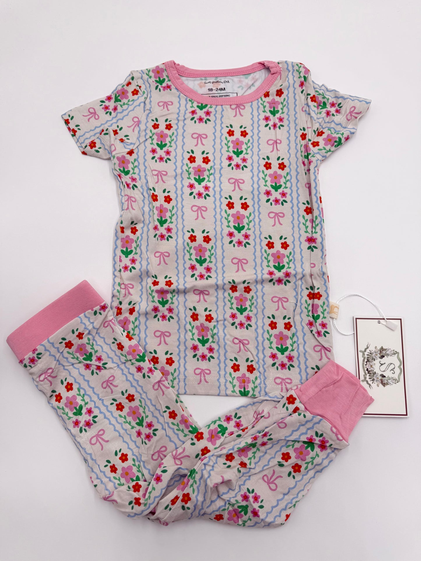 Petals and Pigtails Short Sleeve Pant Set