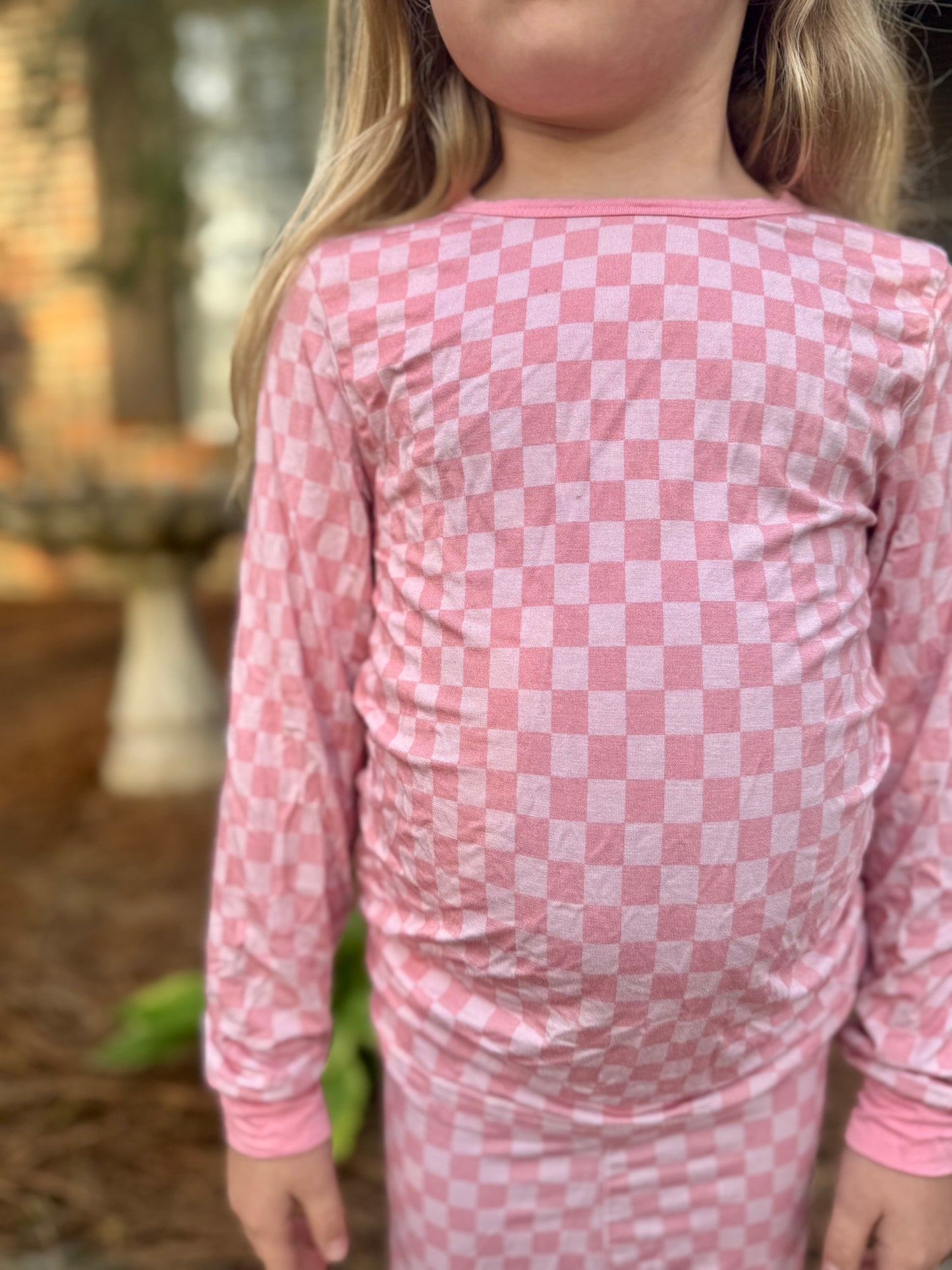 Pink Checkered Pants Set