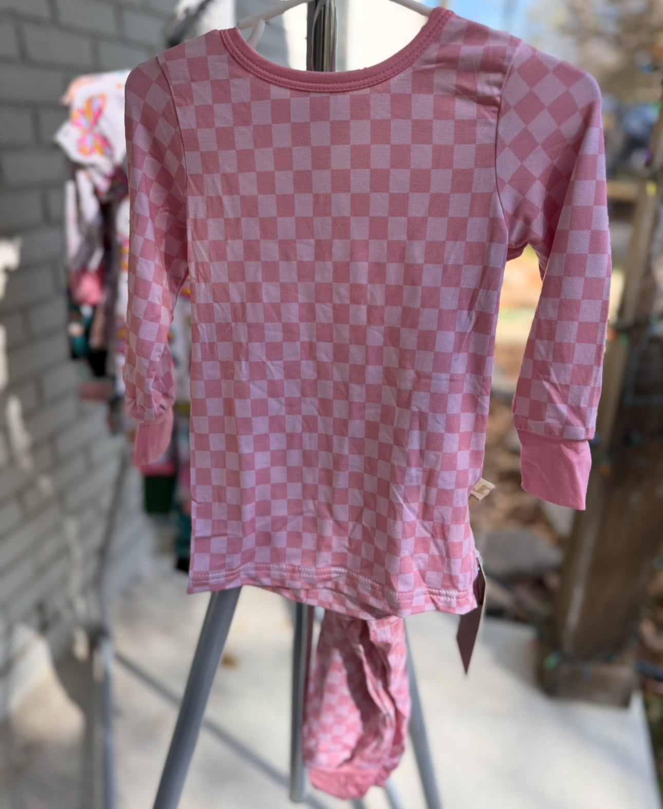 Pink Checkered Pants Set