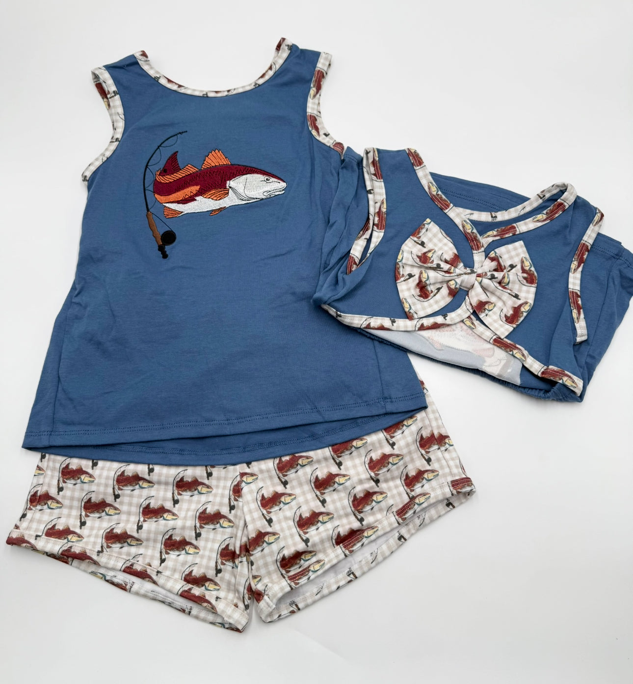 Girls Red Fish Short Set