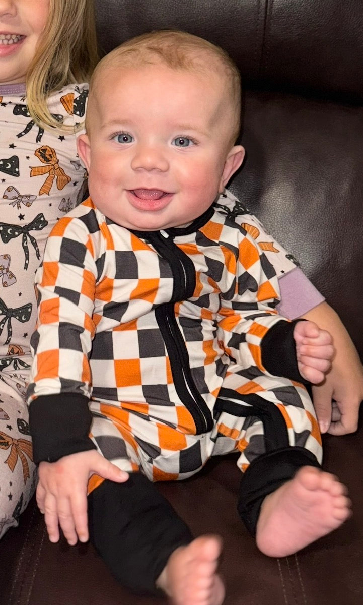 Spooky Orange Checkered