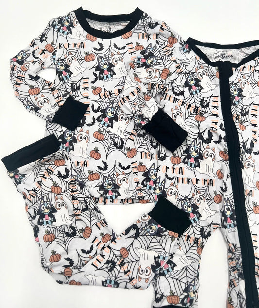 Spooky Blue Dog Pants Set