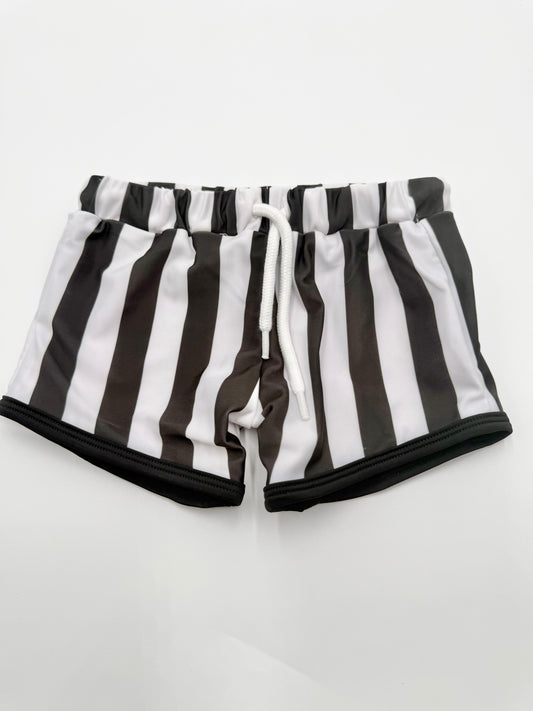 Black and White Striped Shortie Swim
