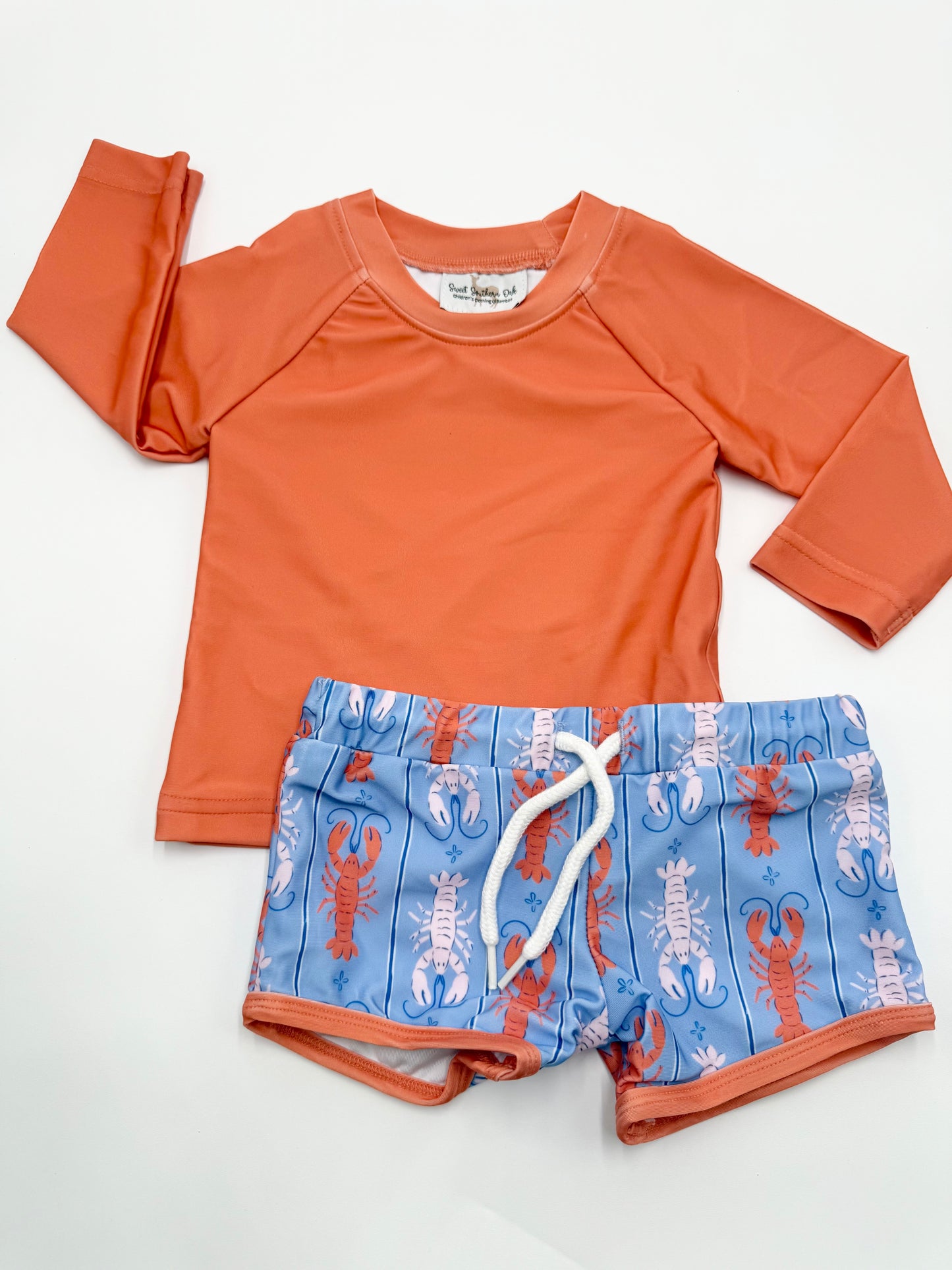 Bright Coral Crawfish Rashguard Set