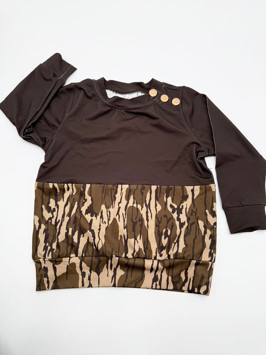 Brown + Camo Pullover