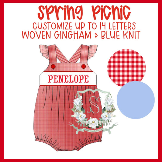 WS PO36: Girls Spring Picnic Name Smock Bubble