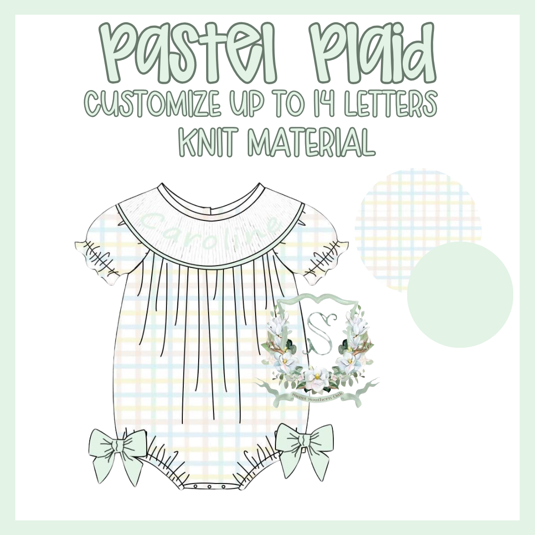 WS PO36: Girls Pastel Plaid Name Smock Bubble