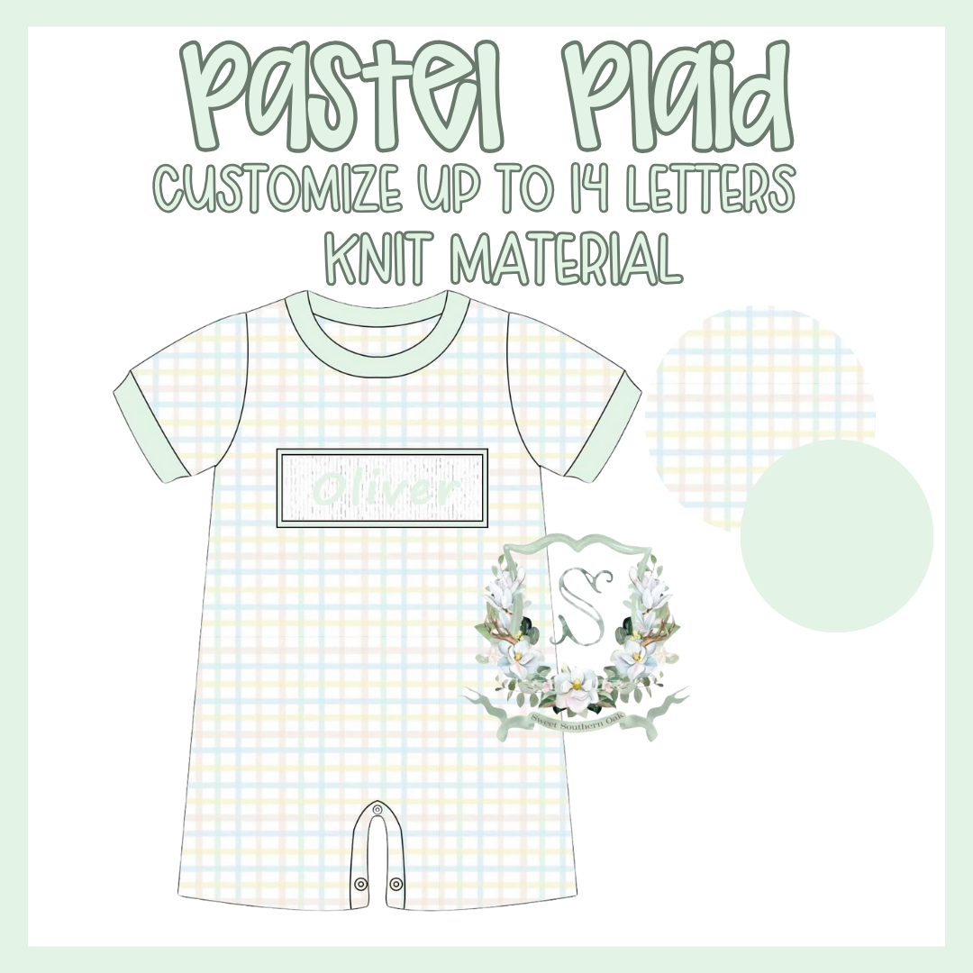 WS PO36: Boys Pastel Plaid Name Smock Jumper