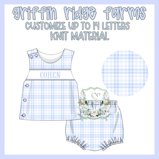 WS PO36: Boys Griffin Ridge Farms Name Smock Diaper Set