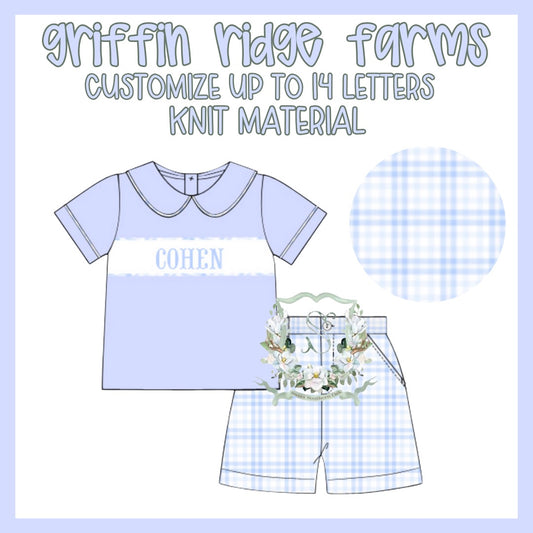 WS PO36: Boys Griffin Ridge Farms Name Smock Short Set