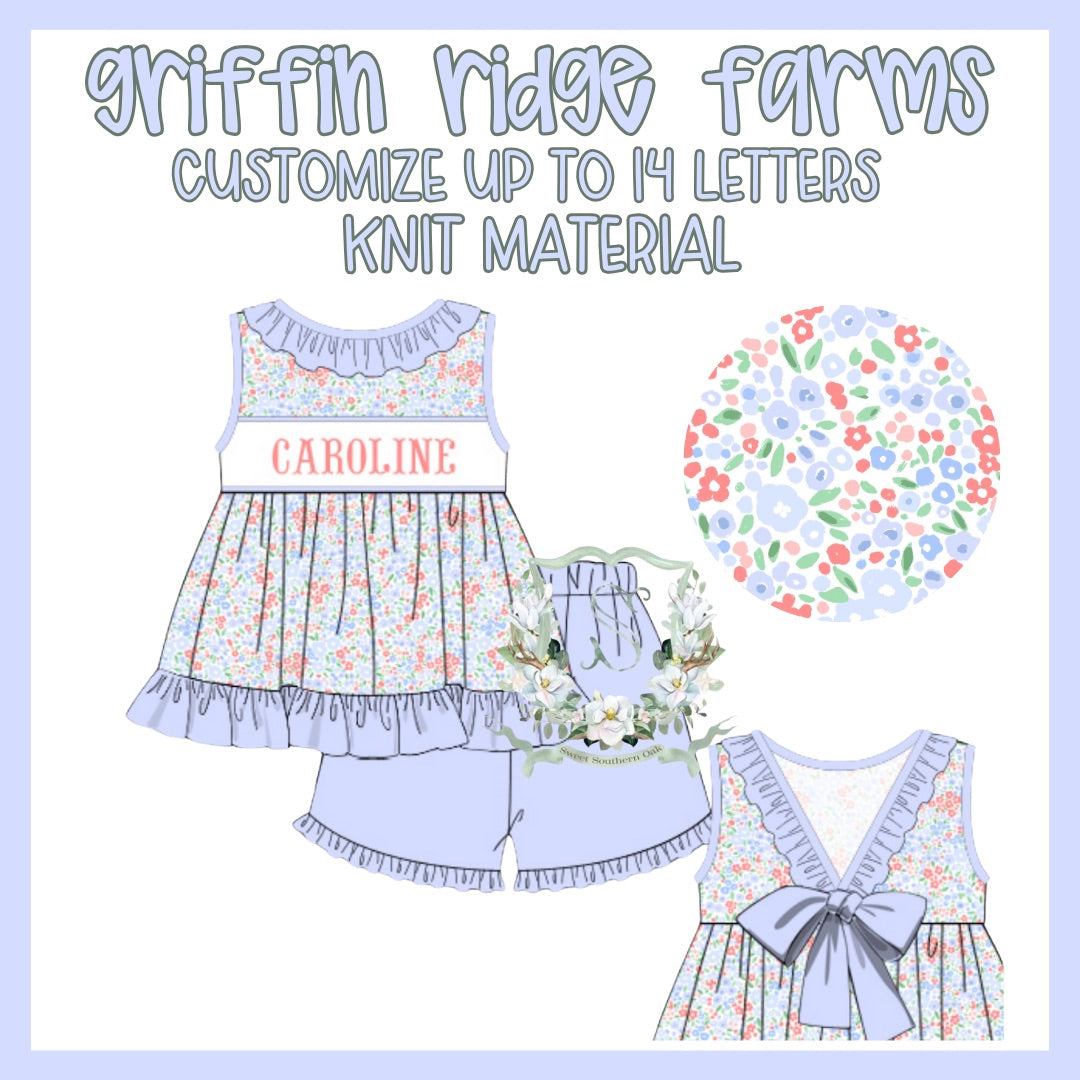 WS PO36: Girls Griffin Ridge Farms Name Smock Short Set