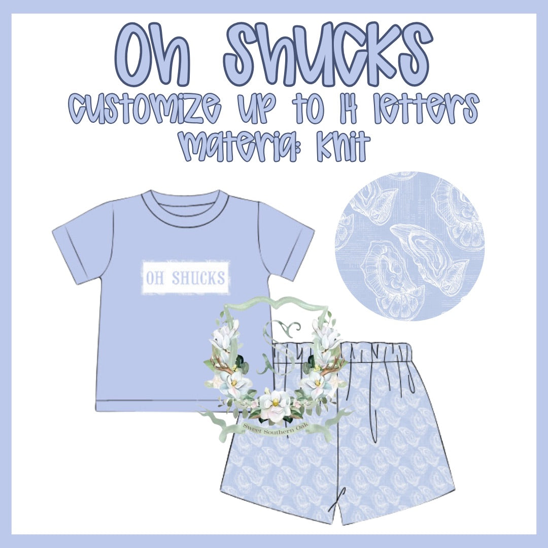 WS PO36: Boys Oh Shucks Name Smock Short Set