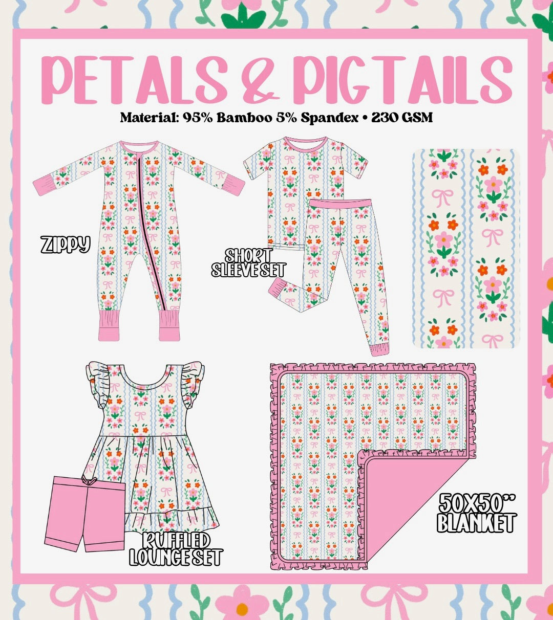 Preorder 2: Girls Petals & Pigtails Bamboo Collection